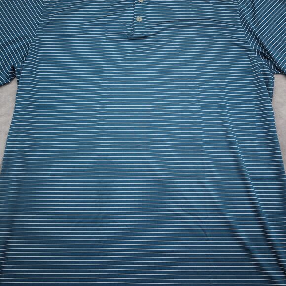 Nike Golf Polo Shirt Mens XL Blue Striped Stretch Lightweight Hike Fish - Picture 10 of 16